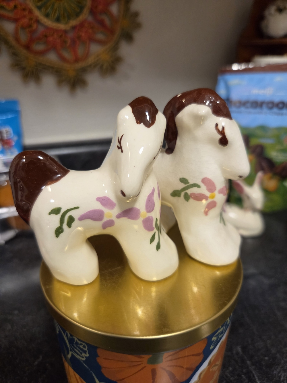 Ceramic Pony Salt & Pepper Set - Cream and Brown